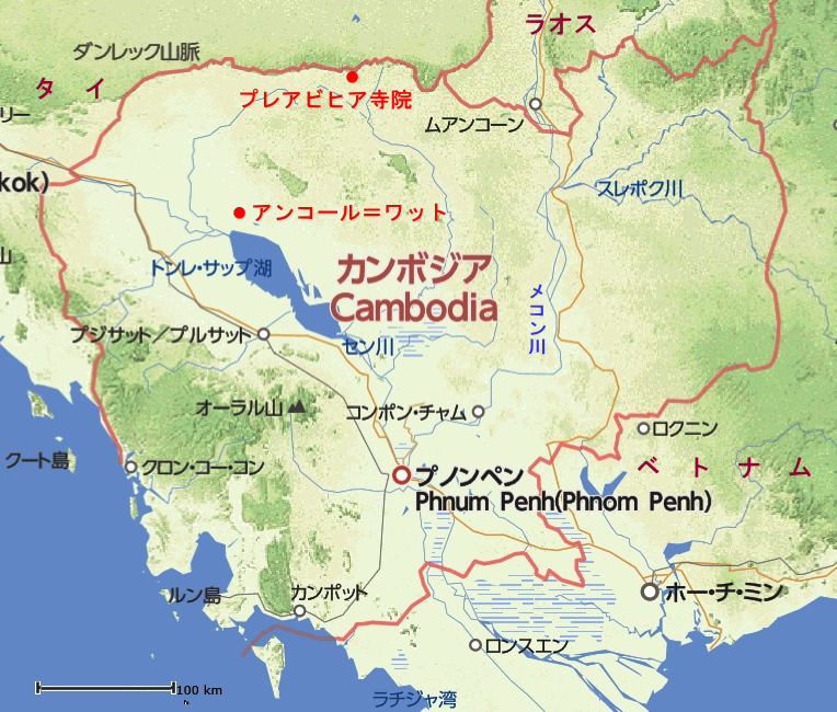 現在のカンボジア地図