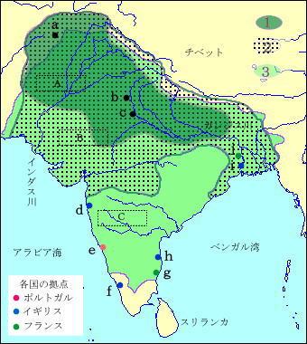 地図　ムガル帝国とその拡大